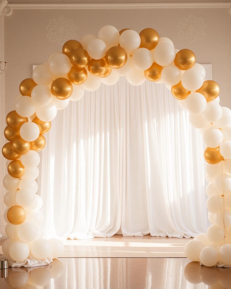 Elegant gold balloon arch decor